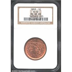 1853 1C MS65 Red and Brown NGC.