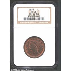 1853 1C MS65 Red and Brown NGC.