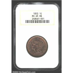 1853 1C MS65 Red and Brown NGC.