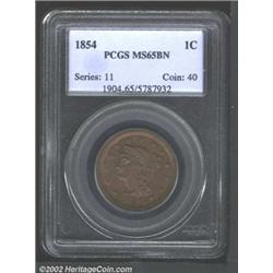 1854 1C MS65 Brown PCGS.