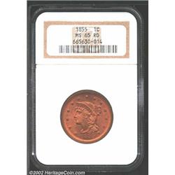 1855 1C Upright 5s MS65 Red NGC.