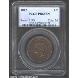 1842 1C PR63 Brown PCGS.