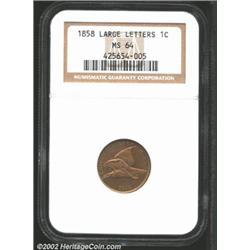 1858 1C Large Letters MS64 NGC.