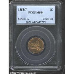 1858/7 1C MS64 PCGS.