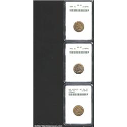 1859 1C MS60 ANACS, lustrous and sharply struck with a few light abrasions, a one-year type; 1862 MS