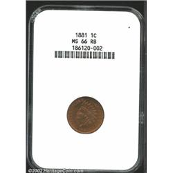 1881 1C MS66 Red and Brown NGC.