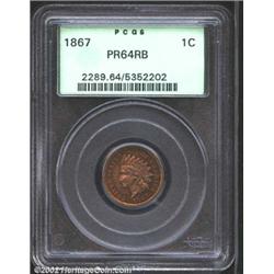 1867 1C PR64 Red and Brown PCGS.