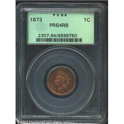 1873 1C Closed 3 PR64 Red and Brown PCGS.