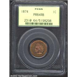 1874 1C PR64 Red and Brown PCGS.