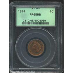 1874 1C PR65 Red and Brown PCGS.