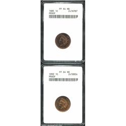 1885 1C PR64 Red and Brown ANACS, the obverse has rich champagne color, while the reverse has a blus