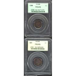 1900 1C PR64 Red and Brown PCGS, bright violet patina with gold color in the reverse center, the rev