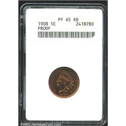 1908 1C PR65 Red and Brown ANACS.