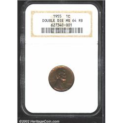 1955/55 1C Doubled Die MS64 Red and Brown NGC.