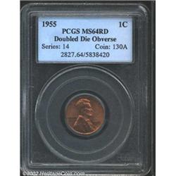 1955/55 1C Doubled Die MS64 Red PCGS.