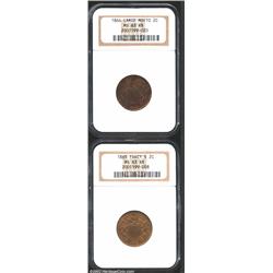 1864 2C Large Motto MS63 Red and Brown NGC, KF-L5-TPD, a rather spectacular triple punched date vari