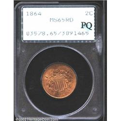 1864 2C Large Motto MS65 Red PCGS.