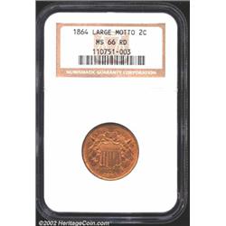 1864 2C Large Motto MS66 Red NGC.