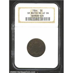 1864 2C Small Motto MS62 Brown NGC.