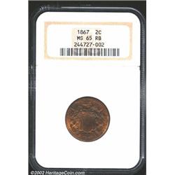1867 2C MS65 Red and Brown NGC.