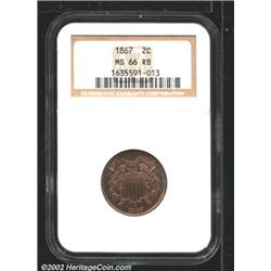 1867 2C MS66 Red and Brown NGC.