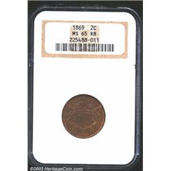 1869 2C MS65 Red and Brown NGC.