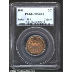 1869 2C PR66 Red and Brown PCGS.