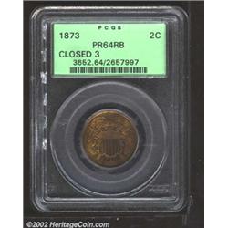 1873 2C Closed 3 PR64 Red and Brown PCGS.