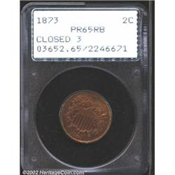 1873 2C Closed 3 PR65 Red and Brown PCGS.