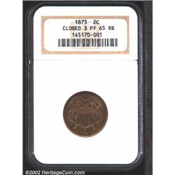1873 2C Closed 3 PR65 Red and Brown NGC.