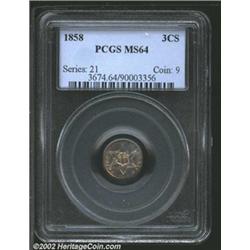 1858 3CS MS64 PCGS.