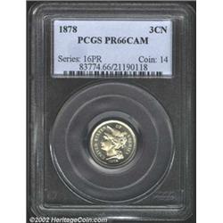 1878 3CN PR66 Cameo PCGS.