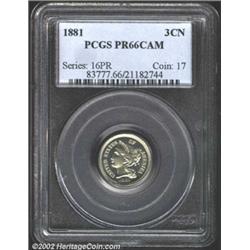 1881 3CN PR66 Cameo PCGS.