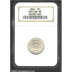 1866 5C Rays MS65 NGC.