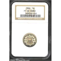 1866 5C Rays PR66 Cameo NGC.