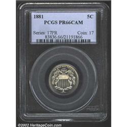 1881 5C PR66 Cameo PCGS.