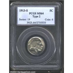 1913-S 5C Type Two MS64 PCGS.