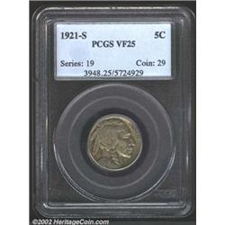1921-S 5C VF25 PCGS.
