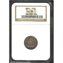 1814 10C Large Date AU58 NGC.