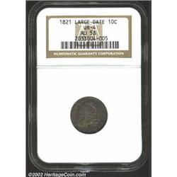1821 10C Large Date AU58 NGC.