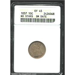 1837 10C No Stars XF45 ANACS.