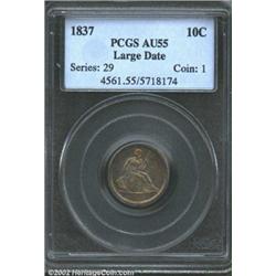 1837 10C No Stars AU55 PCGS.