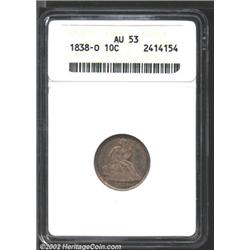 1838-O 10C No Stars AU53 ANACS.