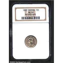 1853 10C Arrows MS65 NGC.