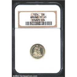 1874 10C Arrows PR65 NGC.