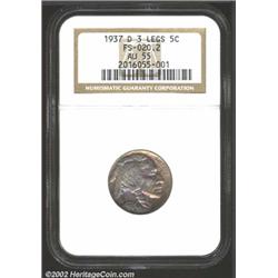 1937-D 5C Three-Legged AU55 NGC.