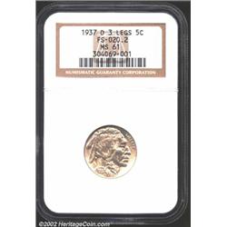 1937-D 5C Three-Legged MS61 NGC.