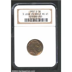 1937-D 5C Three-Legged MS61 NGC.