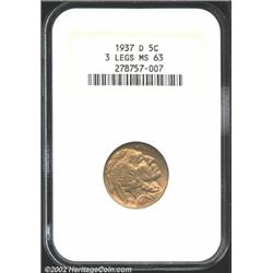 1937-D 5C Three-Legged MS63 NGC.