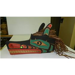 outstanding Native American hand carved Wolf mask by Tony Gulbrandsen (signed) hand painted 15x22